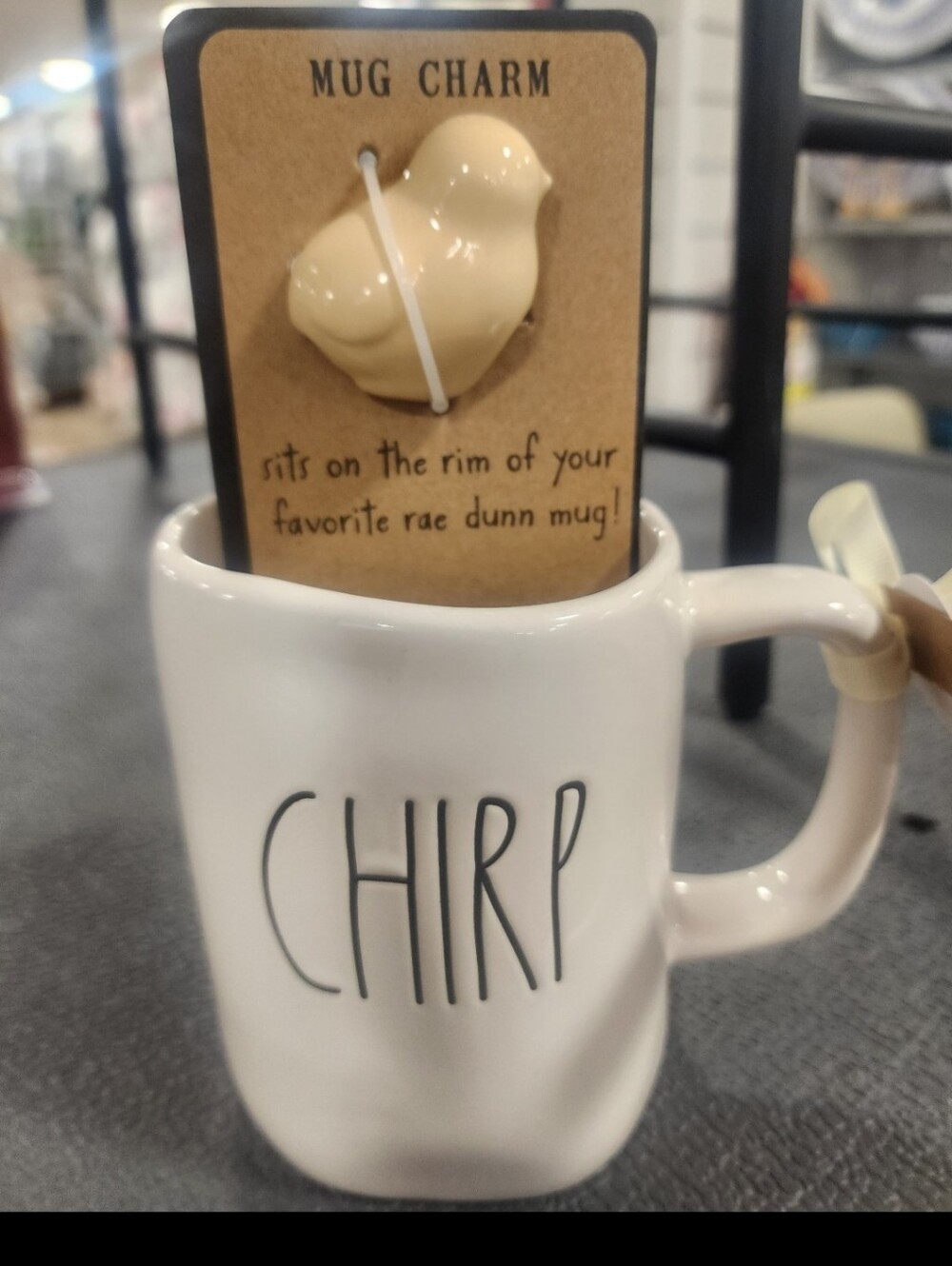 Rae Dunn White Mug with Yellow Bird Charm - CHIRP